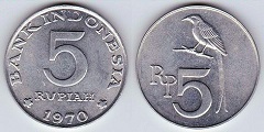 5 rupiah 1970 Indonésie 