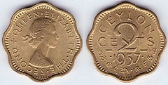 2 cents 1957 Ceylan 