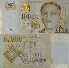 billet 10 000 dollars 1999 Singapour 