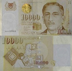 billet 10 000 dollars 1999 Singapour