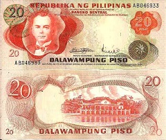 billet 20 piso 1970 Philippines