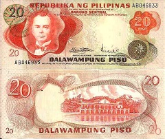 billet 20 piso 1970 Philippines 