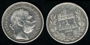 1 korona hongrois 1892