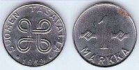 1 markka 1952 Finlande