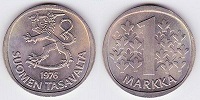 1 markka 1976 Finlande