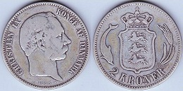 2 kroner 1865 Danemark