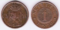 1 skilling 1870 Norvège
