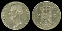 2 gulden et demi 1845 Pays-Bas