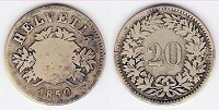 20 rappen 1850 Suisse