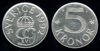 5 kronor 1992 Suède