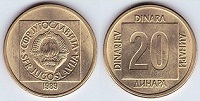 20 dinara 1989 Yougoslavie