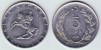 5 lira 1975 Turquie