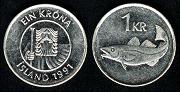 1 krona 1991 Islande