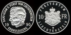 10 francs 1990 Liechtenstein