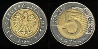 5 zlotych 1994 Pologne