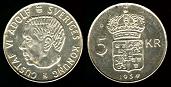 5 kronor 1954 Suède