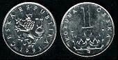 1 koruna 1993 Tchécoslovaquie