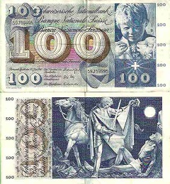 billet 100 franken 1967 Suisse 