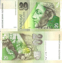 billet 20 korun 2001 Slovaquie