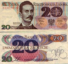 billet 20 zlotych 1982 Pologne