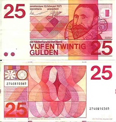 billet 25 gulden 1971 Pays-Bas 