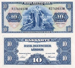 billet 10 deutshe mark 1949 Allemagne