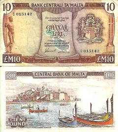 billet 10 liri 1967 Malte