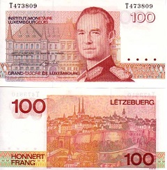 billet 100 francs 1966 Luxembourg