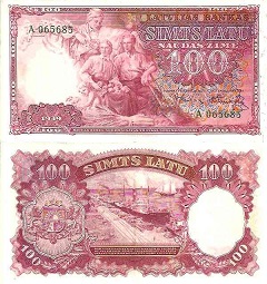 billet 100 latu 1939 Lettonie 