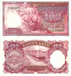 billet 100 latu 1939 Lettonie 