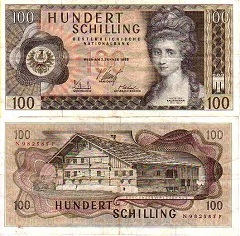 billet 100 schilling 1969 Autriche 