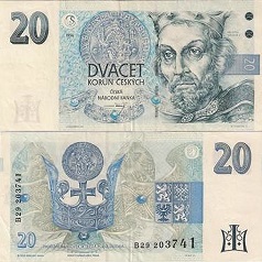 billet 20 korun 1994 République Tchèque