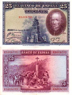 billet 25 pesetas 1965 Espagne