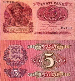 billet 5 krooni 1929 Estonie 