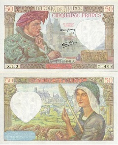 billet 50 francs 1941 Jacques Coeur France 