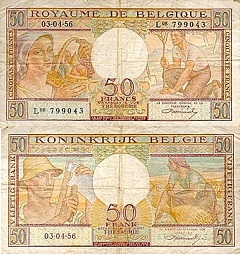 billet 50 francs 1956 Belgique