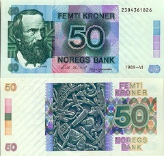 billet 50 kroner 1984 Norvège