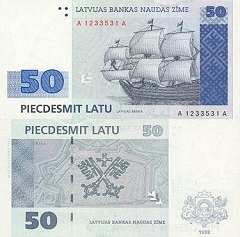 billet 50 latu 1992 Lettonie