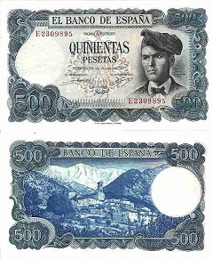 billet 500 pesetas 1971 Espagne 