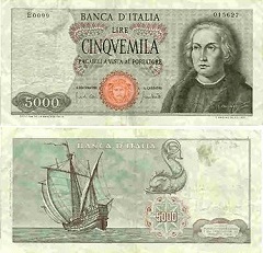 billet 5000 lire 1964 Italie