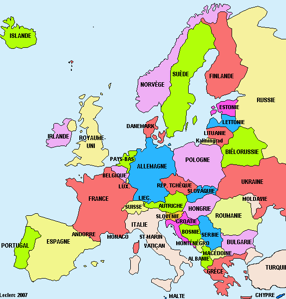 carte pays d'Europe