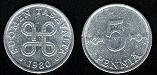 5 pennia 1980 Finlande
