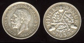 3 pence 1932 Grande Bretagne