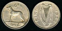 6 pence 1955 Irlande