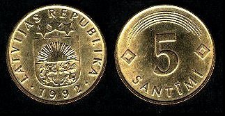 5 santimi 1992 Lettonie