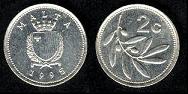 2 cents 1995 Malte