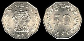 50 cents 1972 Malte