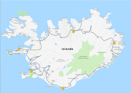 carte islande