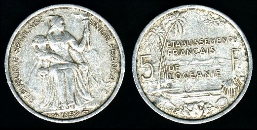 5 francs 1952 Océanie