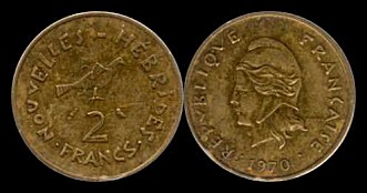 2 francs 1970 Nouvelles hébrides